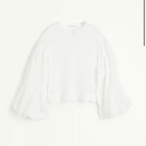 H&M Collection Ramie Balloon-Sleeved Blouse ~ Size XS ~ White